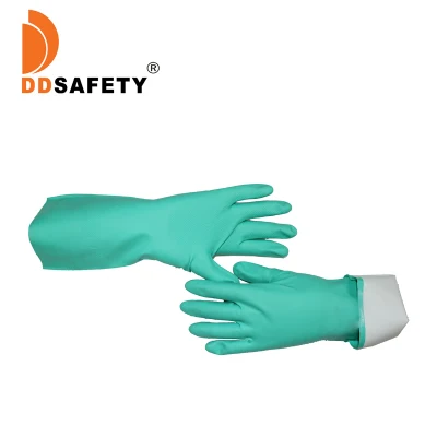 Gants de travail de sécurité industriels résistants aux produits chimiques en caoutchouc Nitrile vert 100% réutilisables robustes Luvas Guantes En420 En374